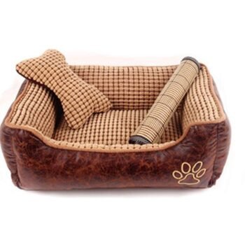Luxury Suede Dog Bed Set With Free Bone, Blanket, And Summer Mat
